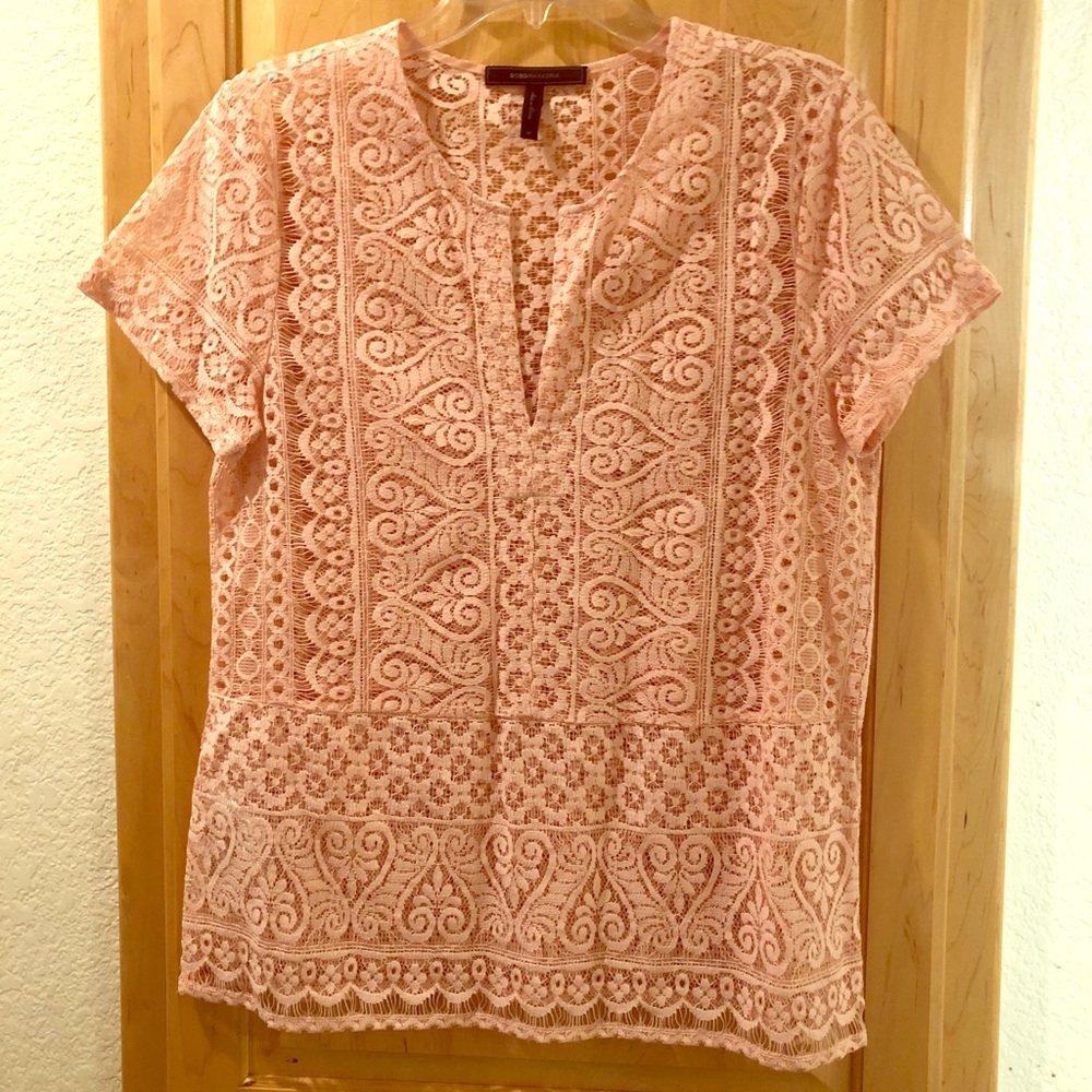 BCBG Pretty in Pink Lace Blouse